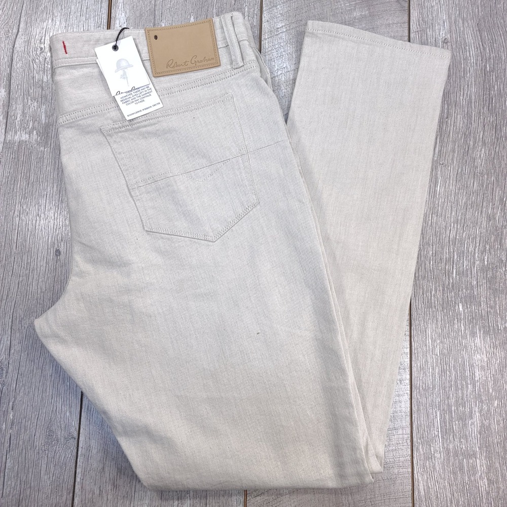 Robert Graham Demetri Pants Mens Size 40x35 Wheat Mid Rise Straight Leg